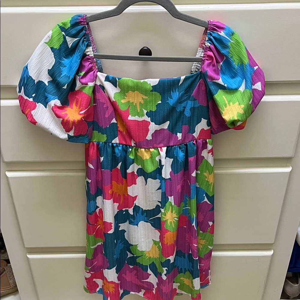 Peach Love California Vibrant Floral Mini Dress